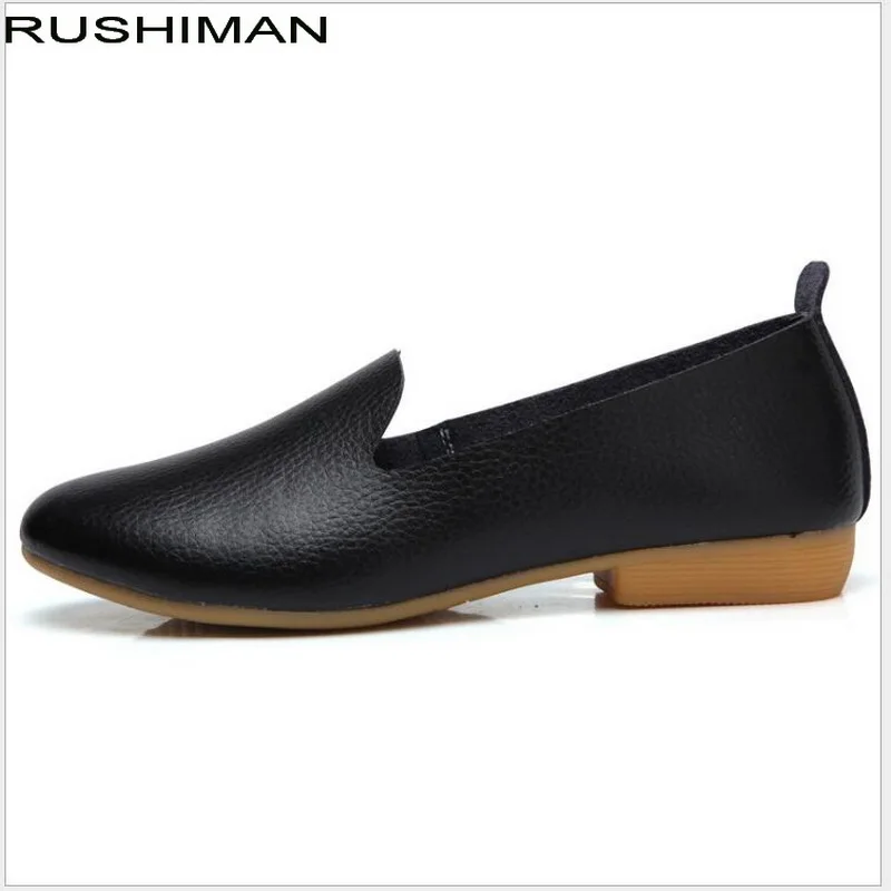 

Spring autumn Ballet Flats Shoes Genuine Leather Slip on Loafers soft sole anti-skid Casual small white shoes