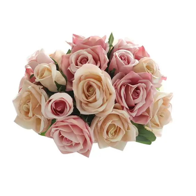 9 шт. искусственные шелковые цветы листья розы фланелевый Свадебный букет для