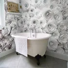 Современная простая настенная бумага с белой розой, s 3D ПВХ самоклеящаяся Водонепроницаемая фотобумага, настенная бумага для ванной, гостиной, фоновая стена