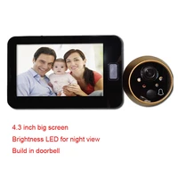 peephole door camera 4 3 inch color screen with door bell led lights electronic doorbell door viewer home security
