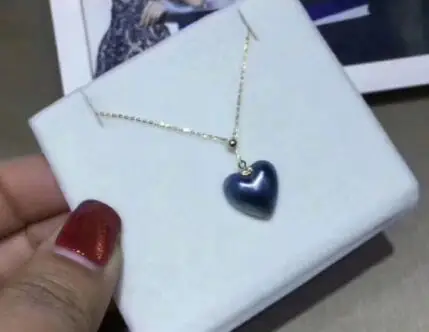 free shipping Natural 14*14mm Maba pearl Heart pendant necklace O chain 18 k solid gold | Украшения и аксессуары