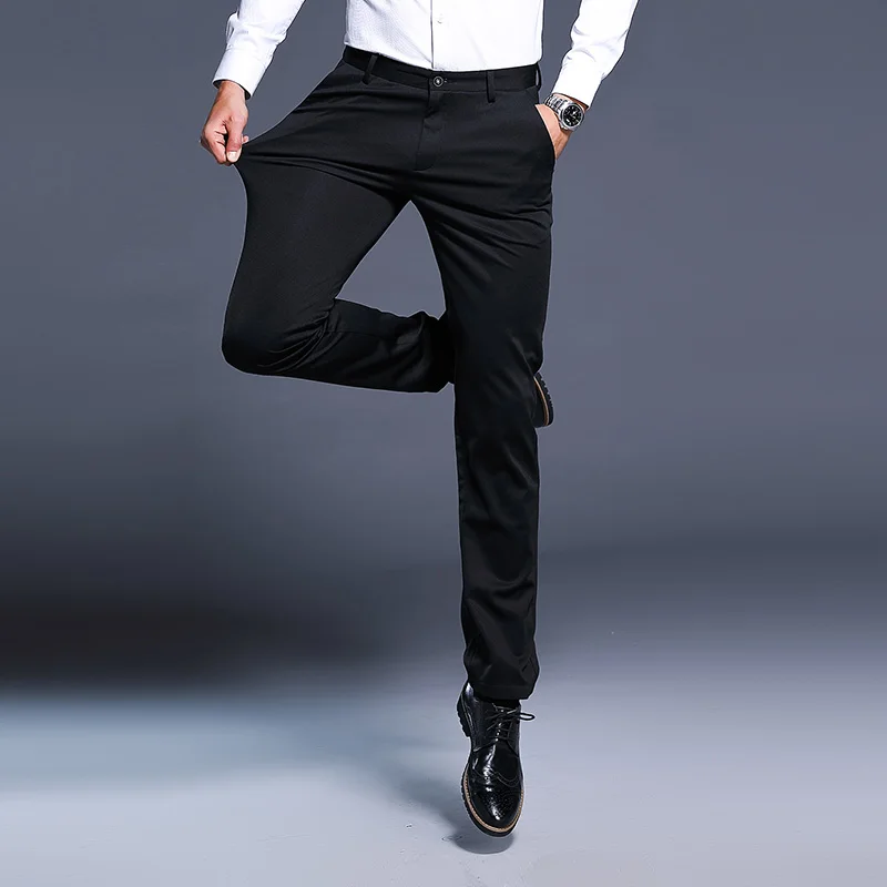 N& B/брюки для мужчин Slim Fit для мужчин s черное платье брюки формальные Бизнес Брюки Мужской полный длина брюки классический костюм брюки SR39