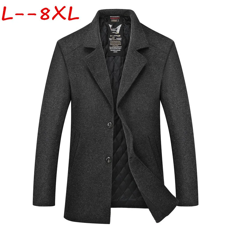 10XL 8XL 6XL Зимний однобортный мужской модный утепленный Тренч Куртка мужская