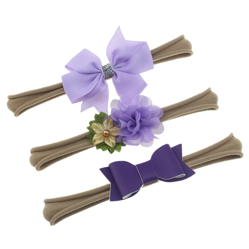 3 шт./компл. шифоновые банты с цветами из тюля для девочек эластичная нейлоновая