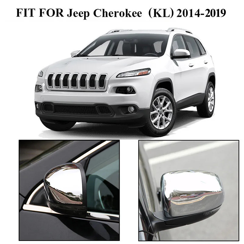 Для Jeep Cherokee KL боковой двери Зеркало заднего вида блестящие хромированная Накладка для автомобиля аксессуары, шапка Стикеры