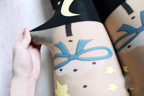 Лолита колготки принцесса сладкий Спагетти ремень Лук поддельные Луна над