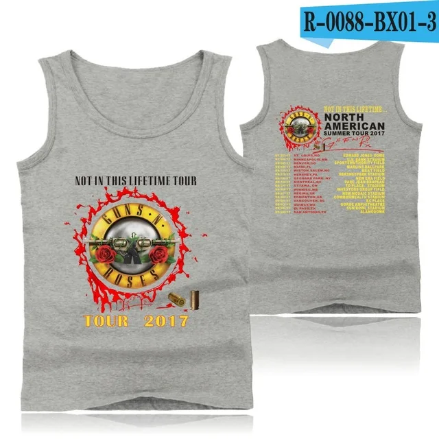 gray GUNS N ROSES, панковские майки для фитнеса, майка без рукавов, летняя майка, майка для спортзала, Мужская одежда для бодибилдинга, ружья и розы - Цвет: gray