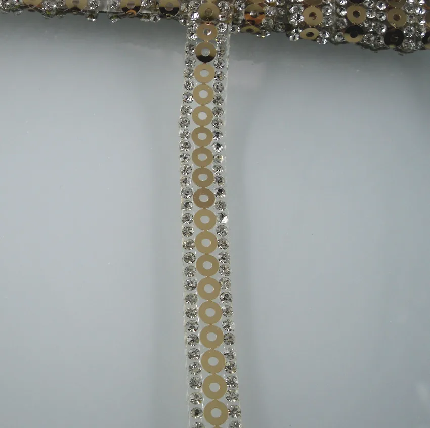 3 ряда горячей фиксации Прозрачная Круглая Стеклянная граненая лента из стразов