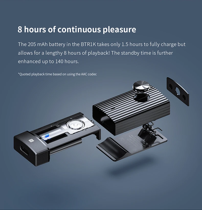 Fiio BTR1K беспроводной Bluetooth 5,0 портативный усилитель для наушников с шумоподавлением аудио приемник с NFC USB DAC APTX type C