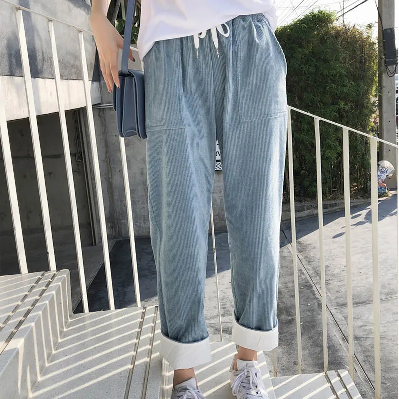 Mishow Модные вельветовые свободные брюки MX19A2569 - Цвет: blue
