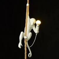 modern whiteblack monkey lamp rope pendant light fashion simple art nordic replicas resin aap hanging lamp luminaire suspendu