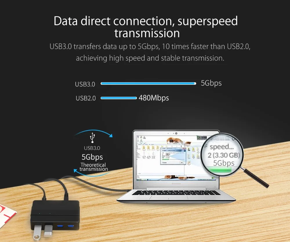 Портативный usb разветвитель ORICO 4 порта концентратор USB 3 0 5 Гбит/с сверхскоростной