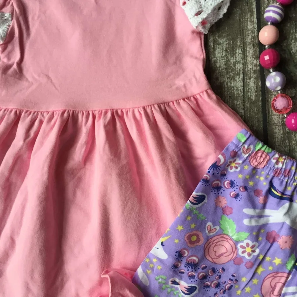 Для маленьких девочек летняя одежда Обувь для Единорог рюшами Шорты наряды