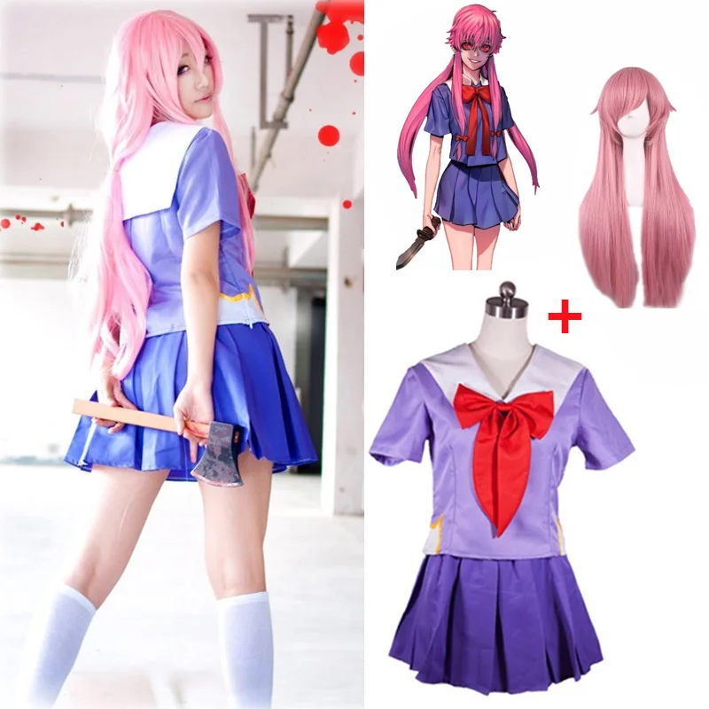 Аниме Костюм будущего Дневник Gasai Yuno Nikki косплей костюм девушка матрос Униформа