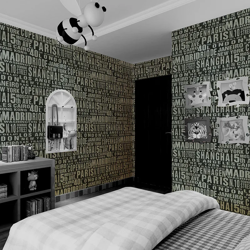 

Plain simple wallpaper bedroom living room TV background wall waterproof English letters children's room 3d wallpaper