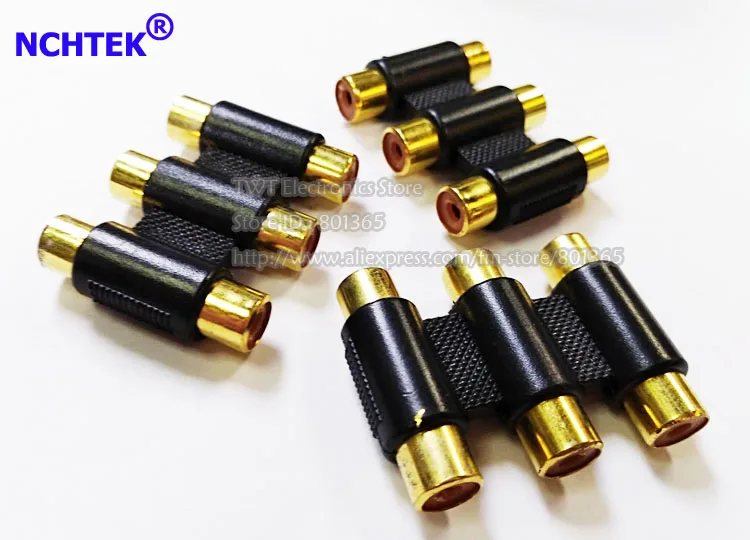 NCHTEK 3-RCA муфта Женский Разъем RCA Удлинительный адаптер RGB AV аудио + видео