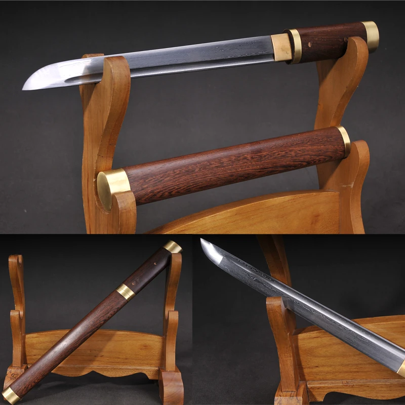 

Складной стальной кинжал, короткий меч династии Тан, нож из розового дерева, латунная фурнитура, маленький нож