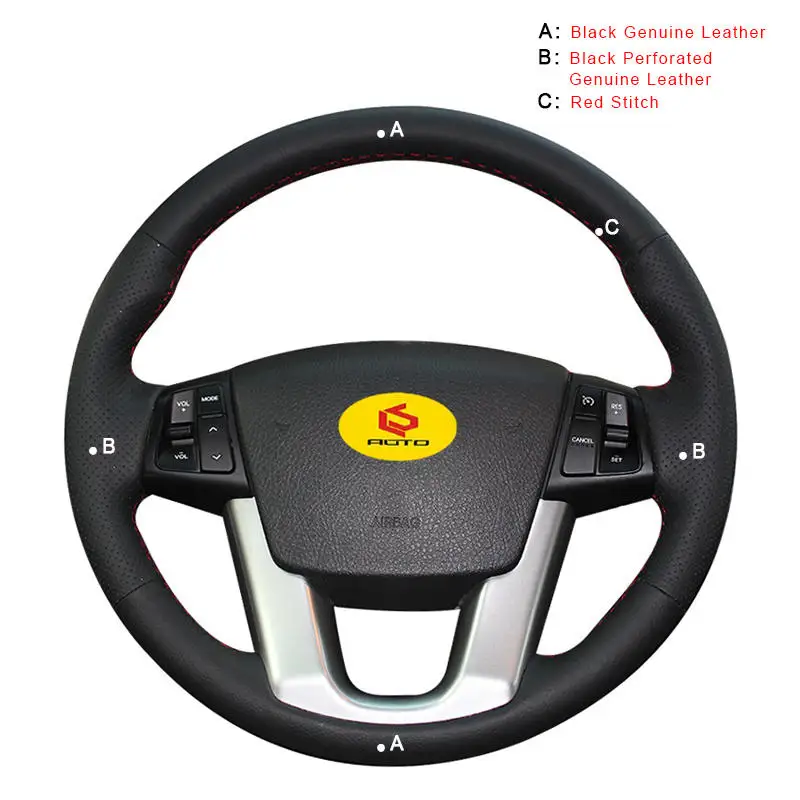 Genuine Leather Чехлы рулевого колеса автомобиля для Kia Sorento 2009- Kia Cadenza K7 2011- внутренняя Авто оплетка на крышку рулевого колеса - Название цвета: Genuine Leather