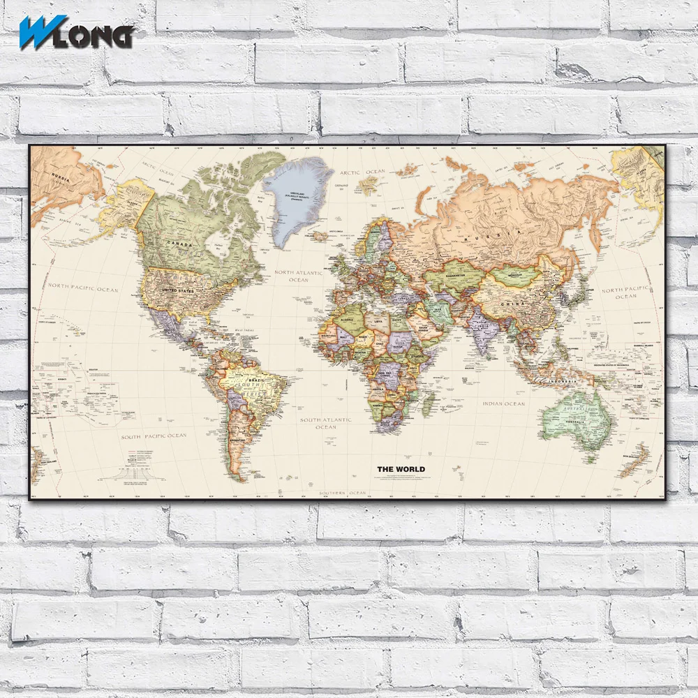 Картина маслом большого размера наследие Карта мира Настенная картина на холсте