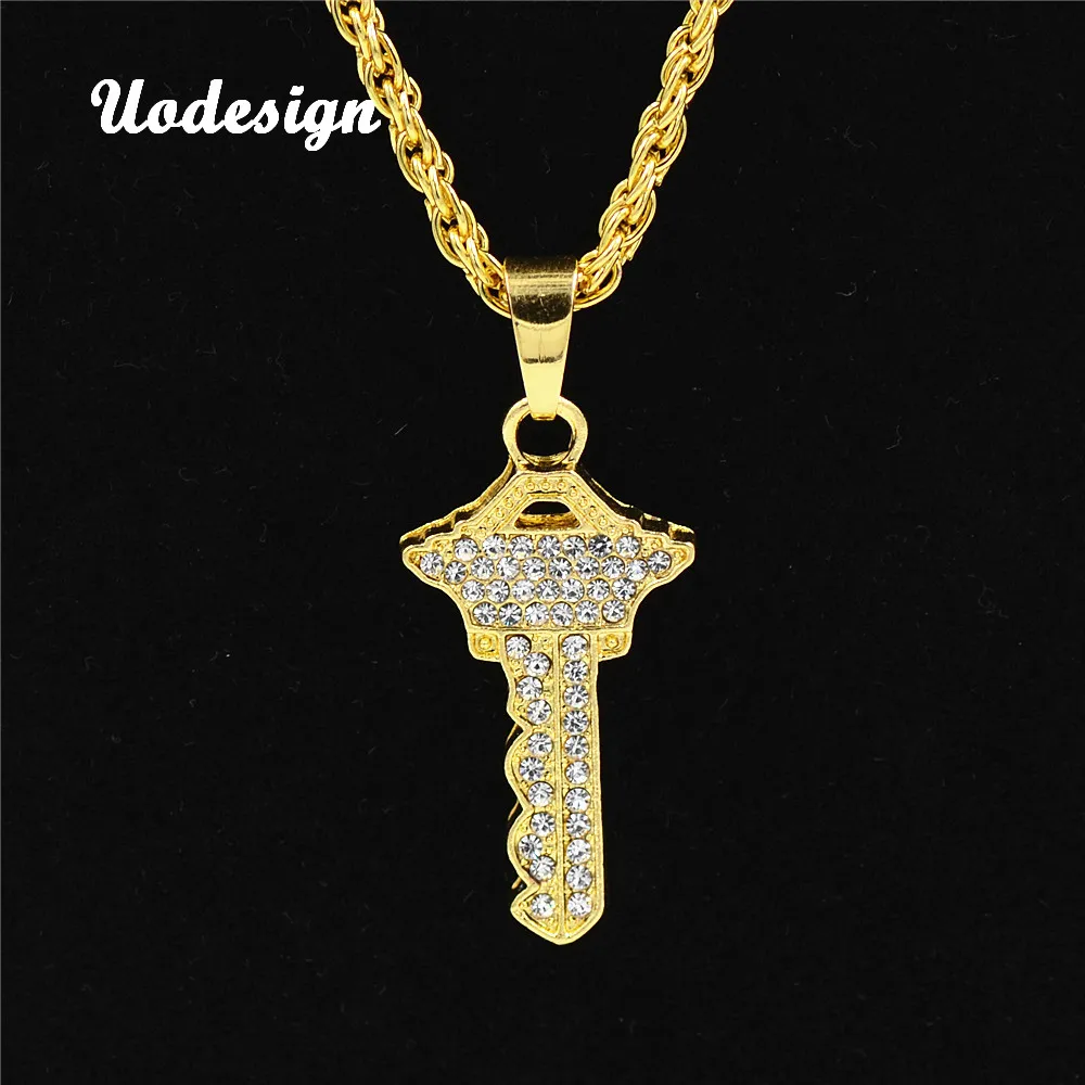 Uoдизайнерский Египетский Ankh Key Of Life золотой цвет брелок ожерелье цепь полный