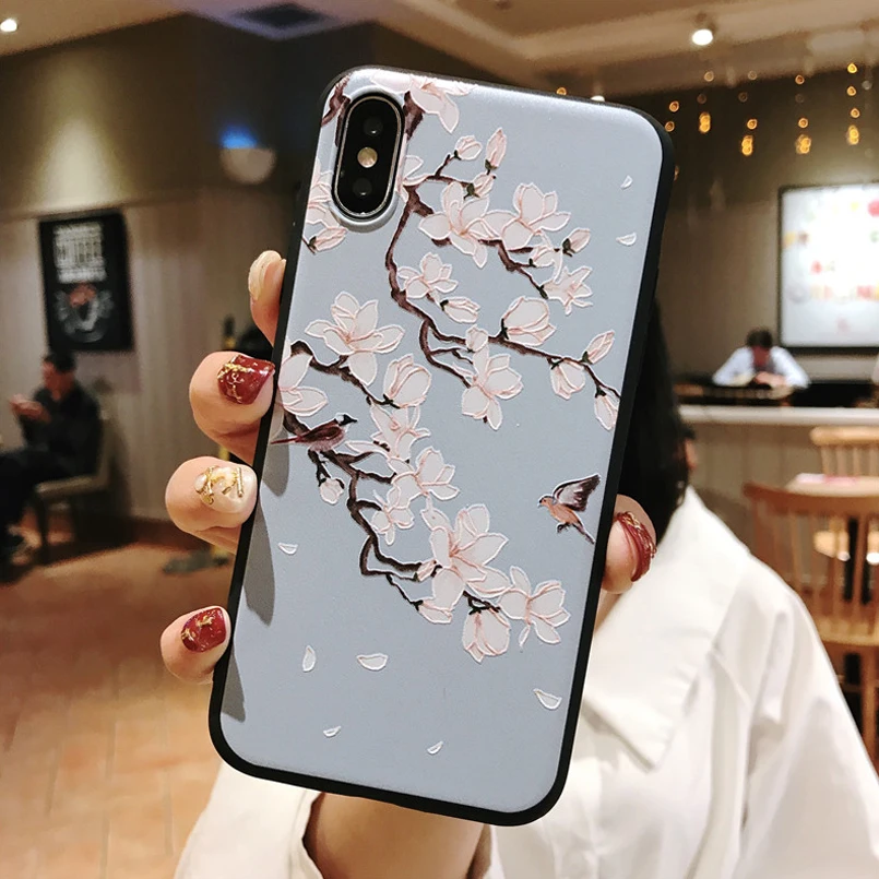 Luxury Floral Phone Case For 7 6 6S 8 Plus Soft TPU Orchid Cover iPhone XS MAX XR 8Plus 7Plus Flower Coque Funda |