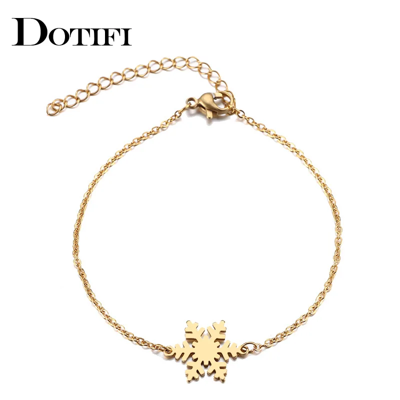 

Женский браслет DOTIFI, из нержавеющей стали, со снежинкой, золотистого и серебристого цвета