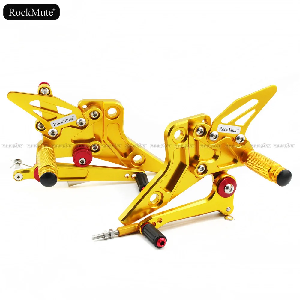 Gold Подножки для мотоцикла для Kawasaki Z800 2013 ЧПУ Регулируемая подножка рычаг переключения передач тормозной педальные подложки для ног сзади комплект - Цвет: Gold
