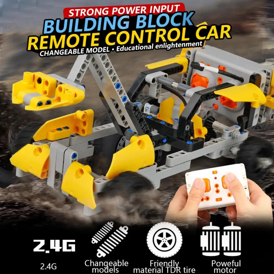 198 шт. DIY Kit R/C 10 в 1 гоночные автомобили Строительные кирпичи радиоуправляемая