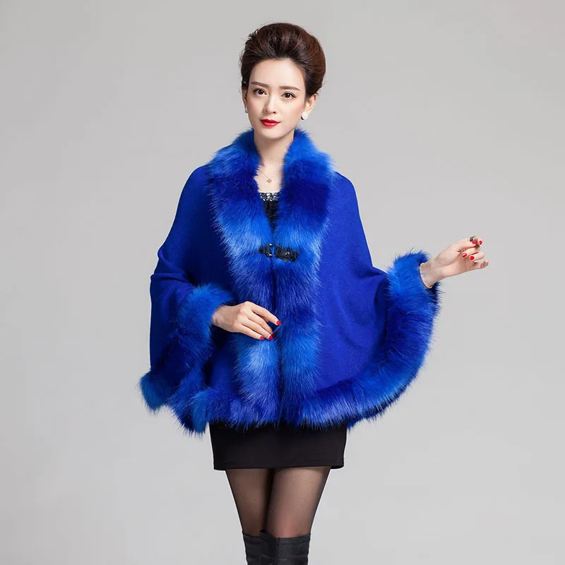 Новинка 2020 модная шерстяная кашемировая накидка из искусственного лисьего меха