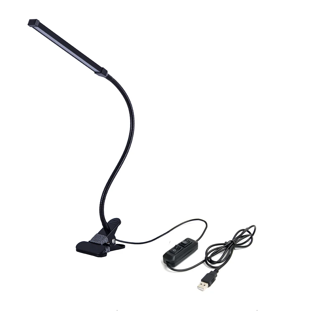 5V USB Светодиодная настольная лампа с зажимом Гибкая Настольная для книга чтения
