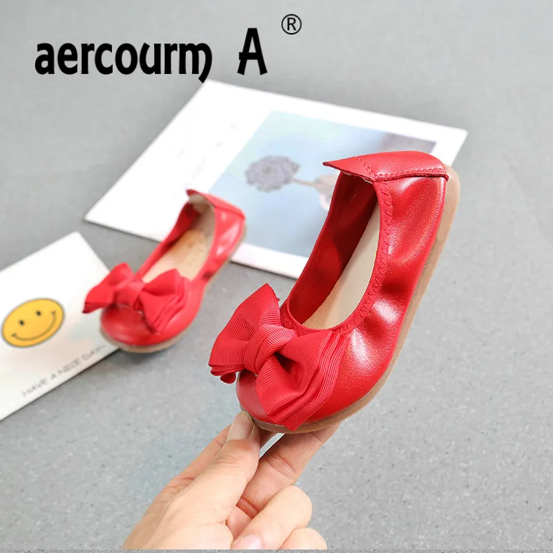 красные туфли для девочек девочки детей A ercourm 2018 г. весенние детские Луки Мягкая