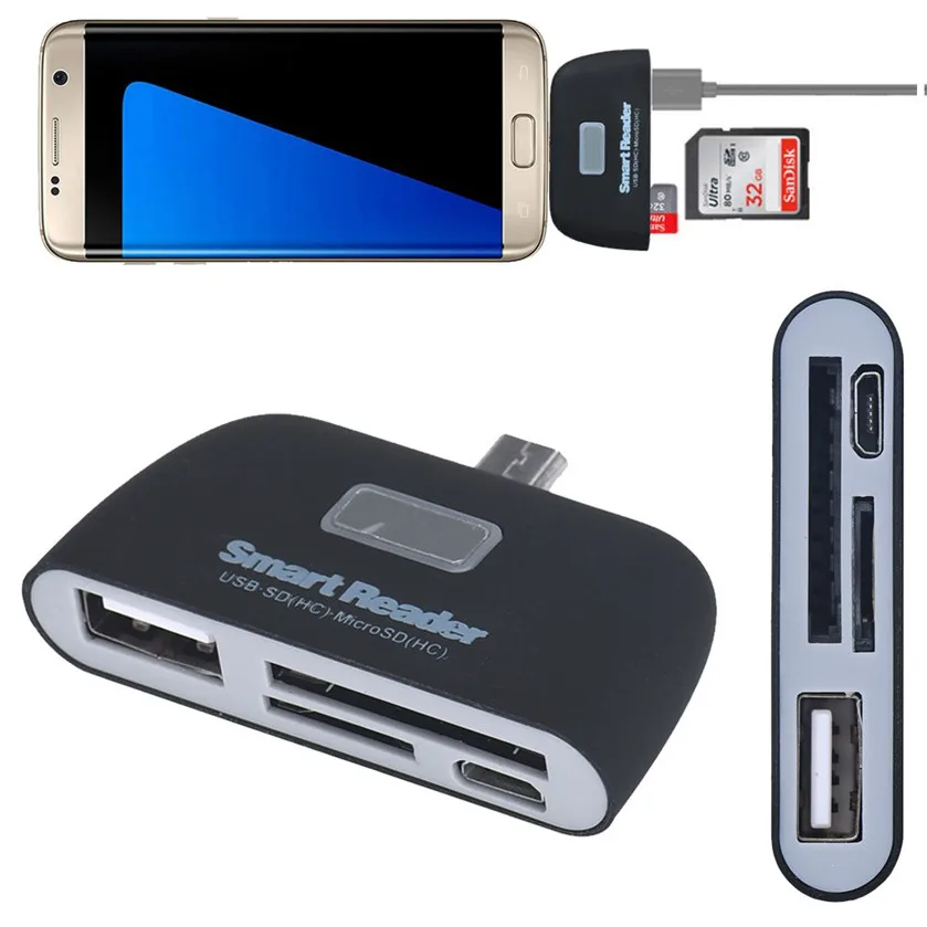 Micro USB 3 в 1 устройство для чтения карт памяти по лучшей цене адаптер USB/TF/SD Samsung Galaxy