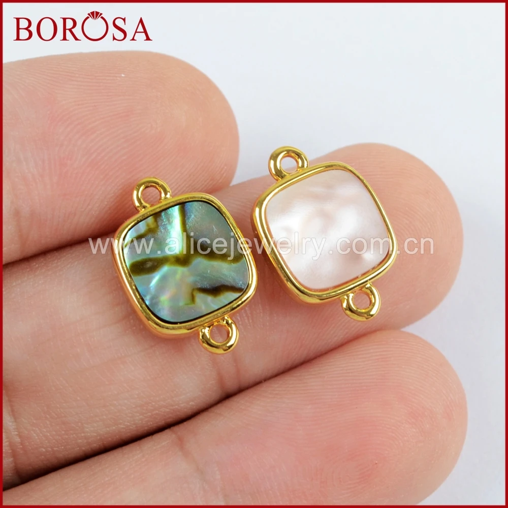 BOROSA 10PCS 11x11mm Square Multi-kind Faceted Druzy Stones Connectors Natural Shell Double Charms Jewelry for Bracelet WX987 | Украшения и