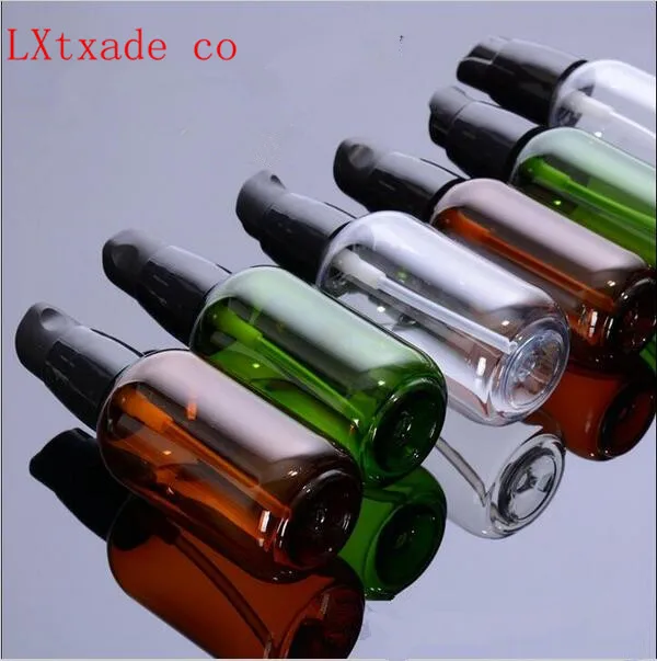 Free Shipping New 50ml Green Brown Clear Plastic Pump Bottles Shanpoo Cream Cosmetic Emulsion Small Sample Empty Pack Containers | Красота и