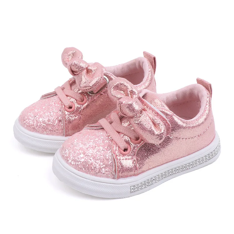 COZULMA Baby Girls Sequine Rabbit Ears Outdoor Casual Shoes Princess Bow Tie Sport Children Sneakers Kids | Детская одежда и обувь