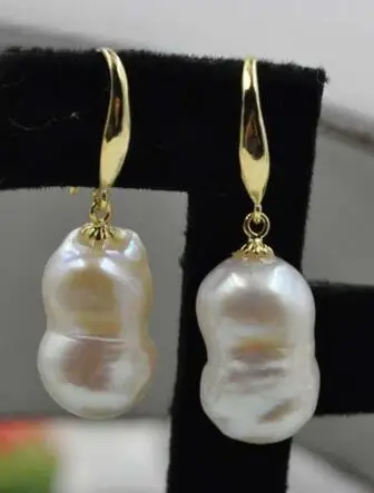 free shipiing NEWAAA 11-13mm natural Australian south sea white pearl gourd earrings 14K/20 hook | Украшения и аксессуары