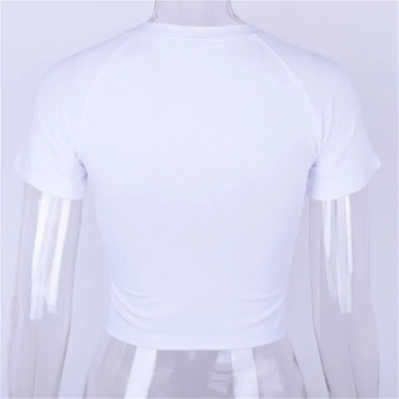 Модная женская одежда с коротким рукавом в обтяжку sexy slim fit рубашка круглый вырез