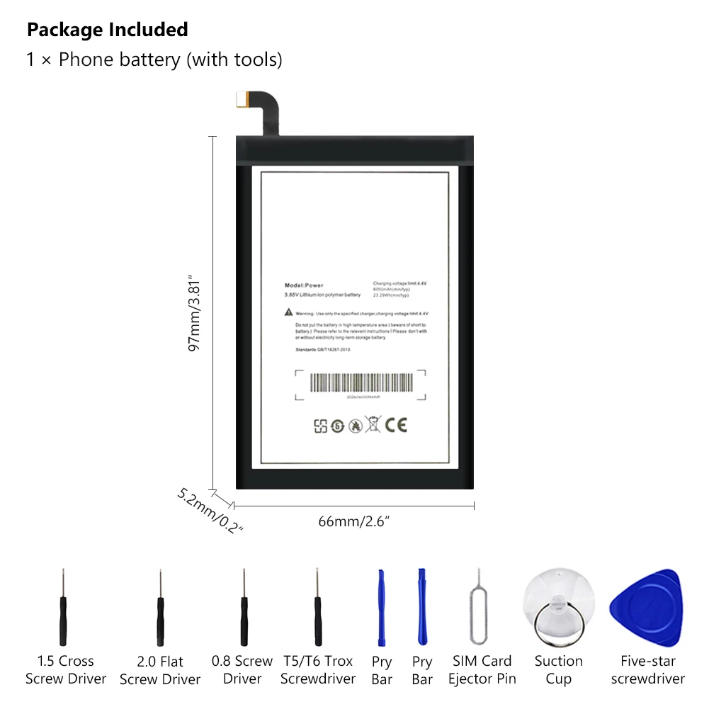 Запасная батарея высокого качества 6050 мАч полимерная литиевая для Ulefone Power DOOGEE T6