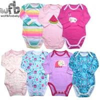 retail 5pcspack 0 2yrs long sleeved baby infant cartoon bodysuits for boys girls jumpsuits clothing