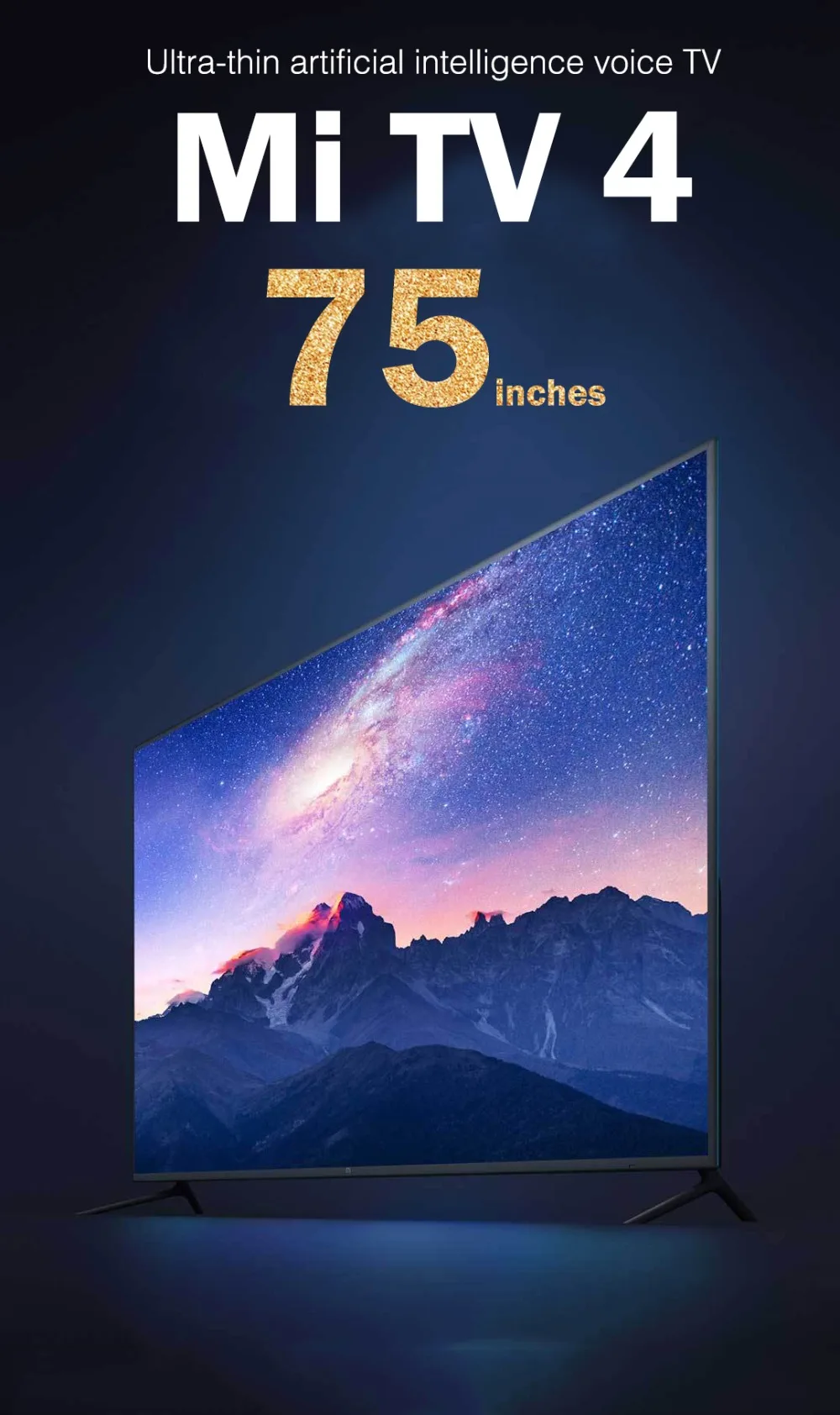 Xiaomi tv 4 75 дюймов английский интерфейс 4K Ultra-thin11.4mm корпус интеллектуальный пульт дистанционного управления 4K HDR 2 ГБ+ 32 ГБ Dolby sound