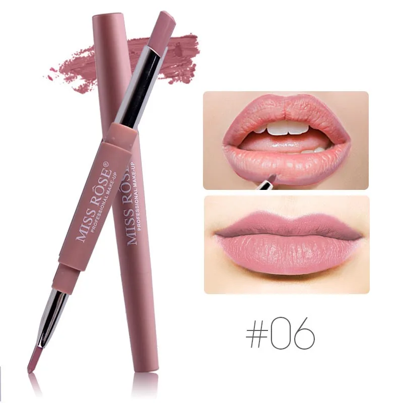Brand Lip Matte Makeup for Women Long Lasting Pigment Red Nude Liner Double Ended with Miss Rose Lipstick |
