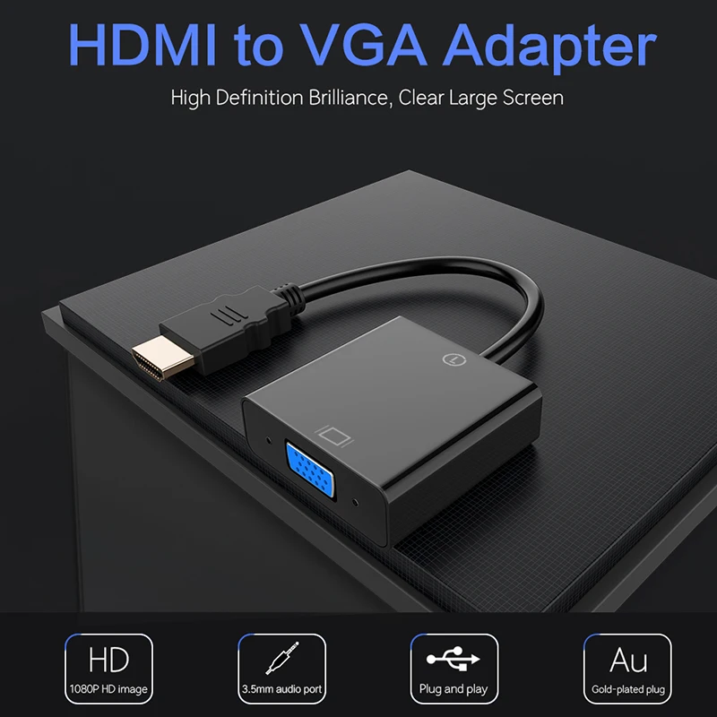 LINGCHEN HDMI to VGA Adapter для ТВ ноутбука адаптер PS4 Pro 1080 P цифровой аудио конвертер кабель |