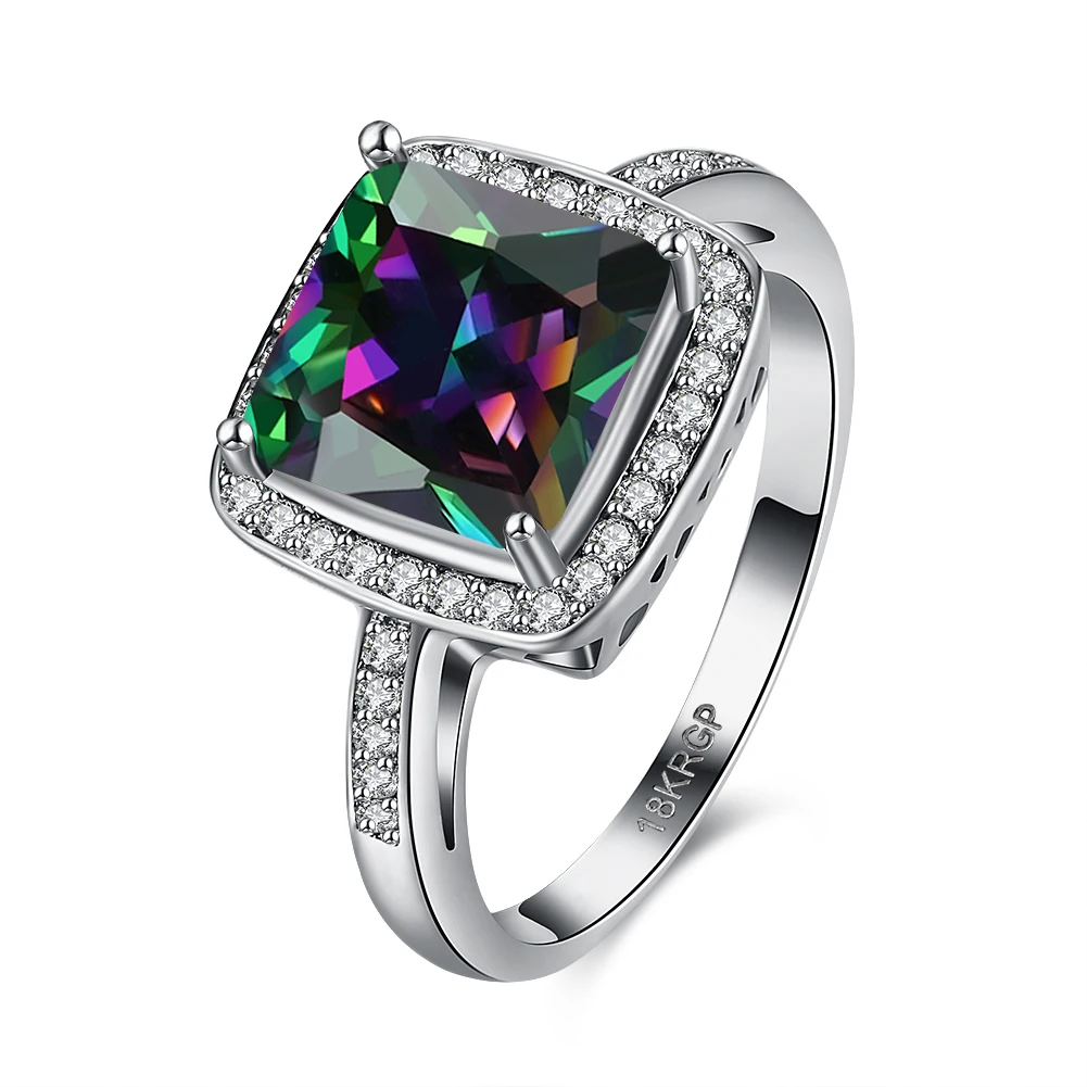 Черный пистолет Цвет кольцо прямоугольник ful Стекло циркон палец Jewelry Интимные