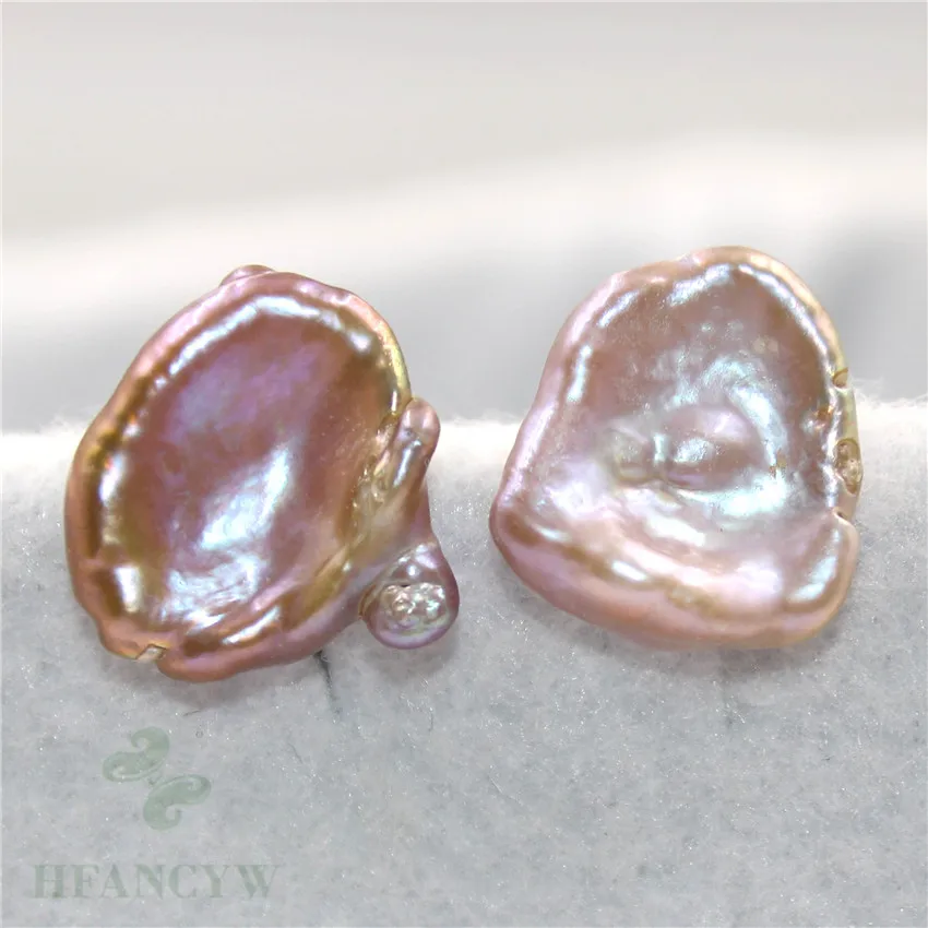 Серьги с барочным жемчугом фиолетовые 14-16 мм | Украшения и аксессуары