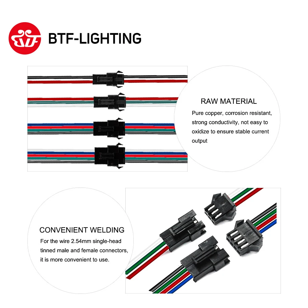 10-100 пар 2pin/3pin/4pin/5pin SM JST разъем мужской и женский для 5050/3528, WS2812B/WS2811, светодиодные полосы