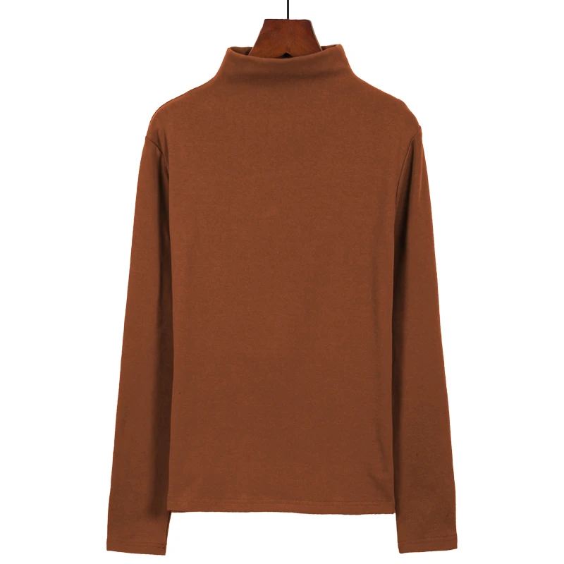 

New 2019 Spring Female T-shirt Long Sleeve Turtleneck Solid Color Casual T-shirts For Women Winter Basic T Shirt Cotton Top Tee