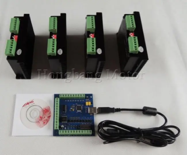 CNC usb 4-осевой набор 4 шт. TB6600 Драйвер шагового двигателя с одной осью + 1 mach3 4-осевая