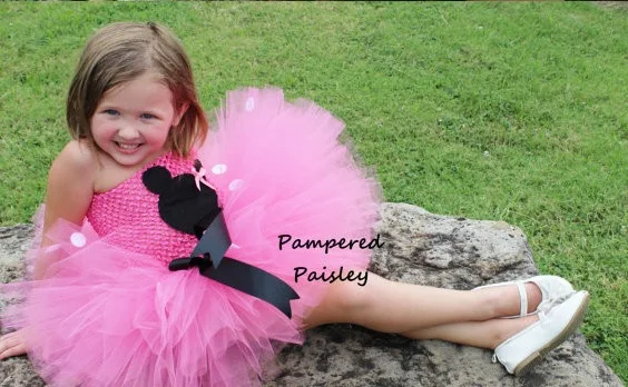 Милые розовые платья для девочек платье-пачка с вязаным крючком Двухслойное