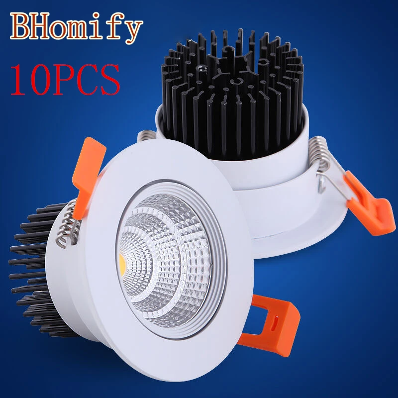 10PCS  Recessed LED COB Ceiling Downlight 5W 7W 10W 15W 20W 25W Dimmable led ceiling Lamp Cellular reflector LED Spot lights