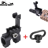 tactical cnc flip up folding front iron sight with clamp on gas block mount and sling swivel for hunting airsoft ar15 m41516